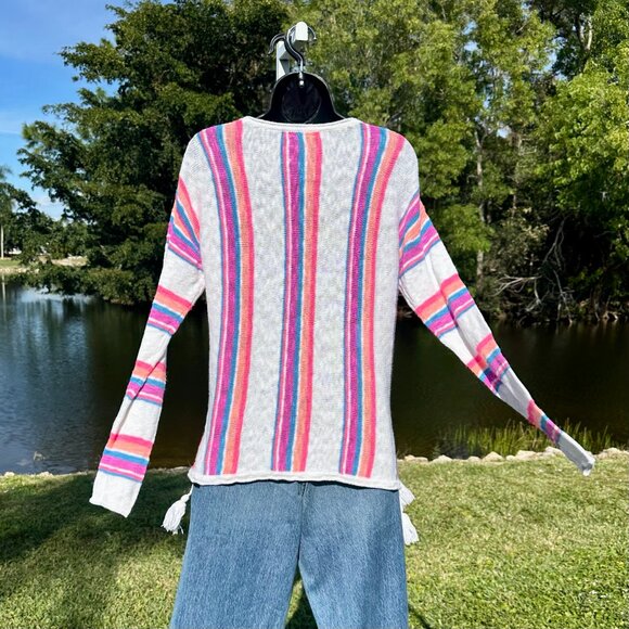 Lilly Pulitzer Rozalia Striped Cotton Beach Sweater Side Tassel-Embellished EUC - Picture 6 of 16